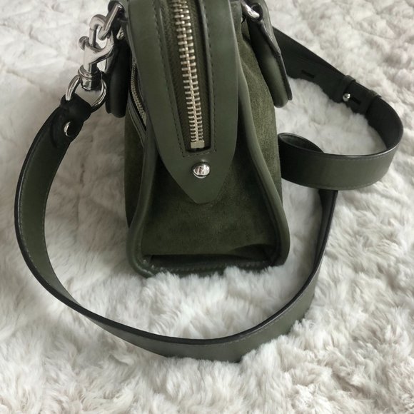 Rebecca Minkoff Olive Green Suede Leather Crossbody/Shoulder Handbag - Picture 9 of 12